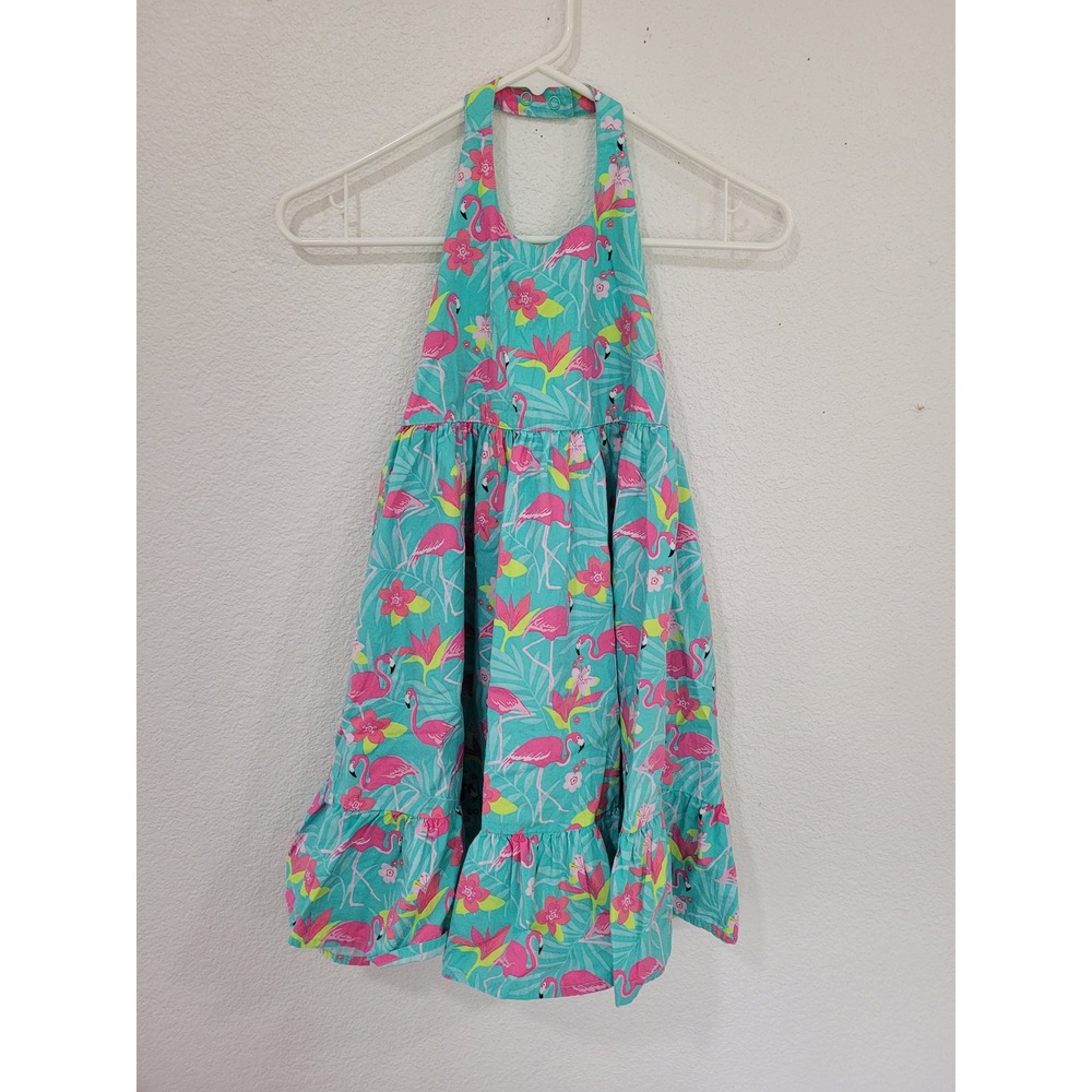 Gymboree Girls Midi Flamingo Dress Size‎ 8 Halter Neck Ruffle Hem #5